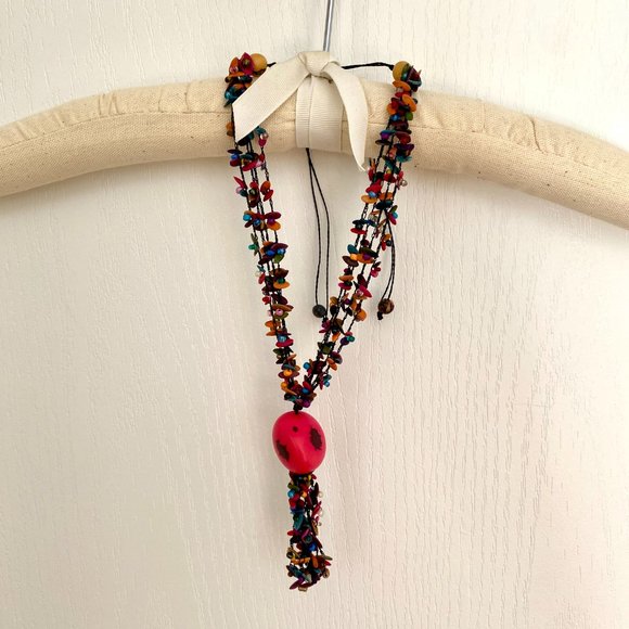 Panama Artisan Handmade Multi Colour Nut Beaded Adjustable String Necklace - Picture 13 of 15